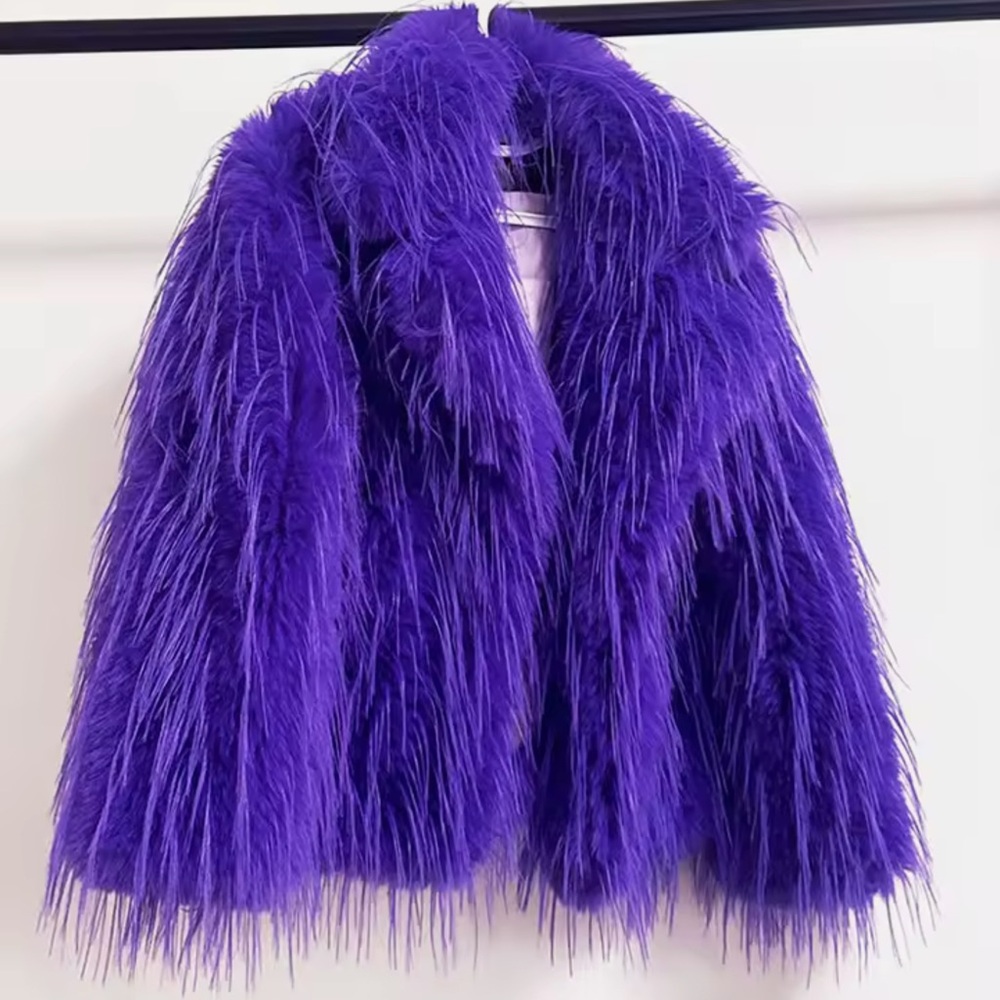 Nu Shuz Purple Faux Fur Party Teddy Jacket – Glam Festival Statement Coat